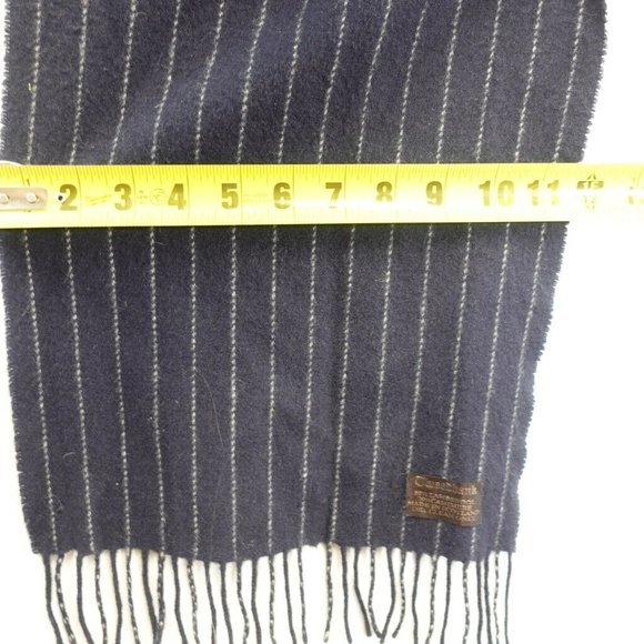 TWEEDBANK Men's Navy Blue White Blanket Scarf OS Lamb Wool Cashmere Striped Cozy - Picture 6 of 8